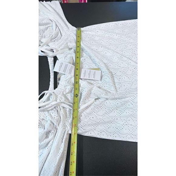 MICHAEL KORS WHITE EYELET SHORT SLEEVE BLOUSE SZ XS NEW P1-22 - Picture 9 of 10